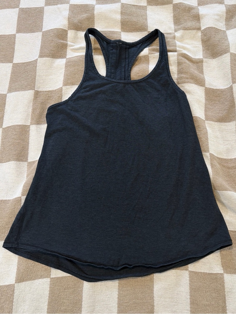 Lululemon Athletic Racer Tank Women's 6 Heathered Blue Modal Pleated